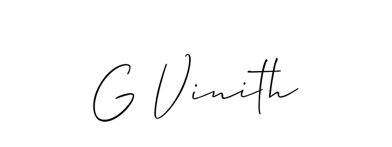 Make a beautiful signature design for name G Vinith. With this signature (Allison_Script) style, you can create a handwritten signature for free. G Vinith signature style 2 images and pictures png