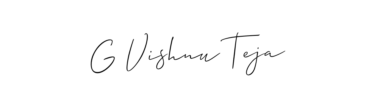 Similarly Allison_Script is the best handwritten signature design. Signature creator online .You can use it as an online autograph creator for name G Vishnu Teja. G Vishnu Teja signature style 2 images and pictures png