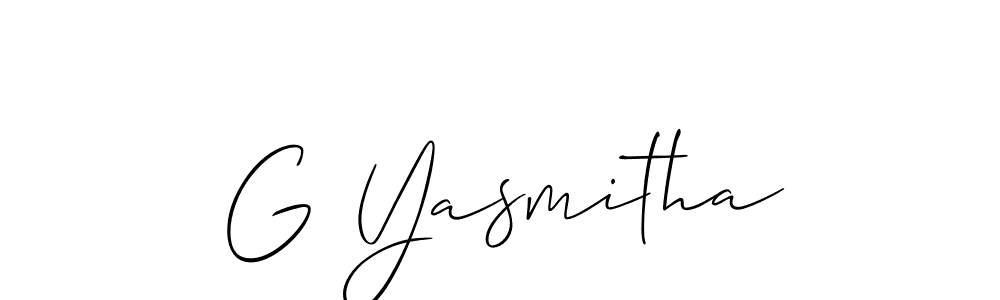 Make a beautiful signature design for name G Yasmitha. With this signature (Allison_Script) style, you can create a handwritten signature for free. G Yasmitha signature style 2 images and pictures png