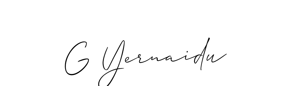 The best way (Allison_Script) to make a short signature is to pick only two or three words in your name. The name G Yernaidu include a total of six letters. For converting this name. G Yernaidu signature style 2 images and pictures png