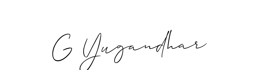 The best way (Allison_Script) to make a short signature is to pick only two or three words in your name. The name G Yugandhar include a total of six letters. For converting this name. G Yugandhar signature style 2 images and pictures png