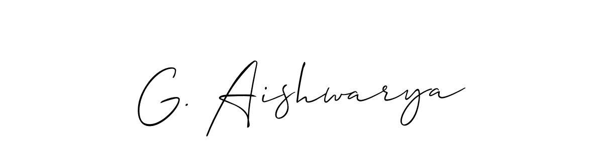 if you are searching for the best signature style for your name G. Aishwarya. so please give up your signature search. here we have designed multiple signature styles  using Allison_Script. G. Aishwarya signature style 2 images and pictures png