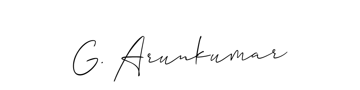 The best way (Allison_Script) to make a short signature is to pick only two or three words in your name. The name G. Arunkumar include a total of six letters. For converting this name. G. Arunkumar signature style 2 images and pictures png