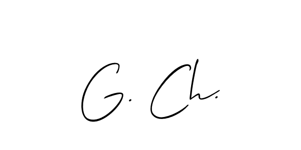 Make a beautiful signature design for name G. Ch.. With this signature (Allison_Script) style, you can create a handwritten signature for free. G. Ch. signature style 2 images and pictures png