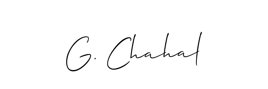 The best way (Allison_Script) to make a short signature is to pick only two or three words in your name. The name G. Chahal include a total of six letters. For converting this name. G. Chahal signature style 2 images and pictures png