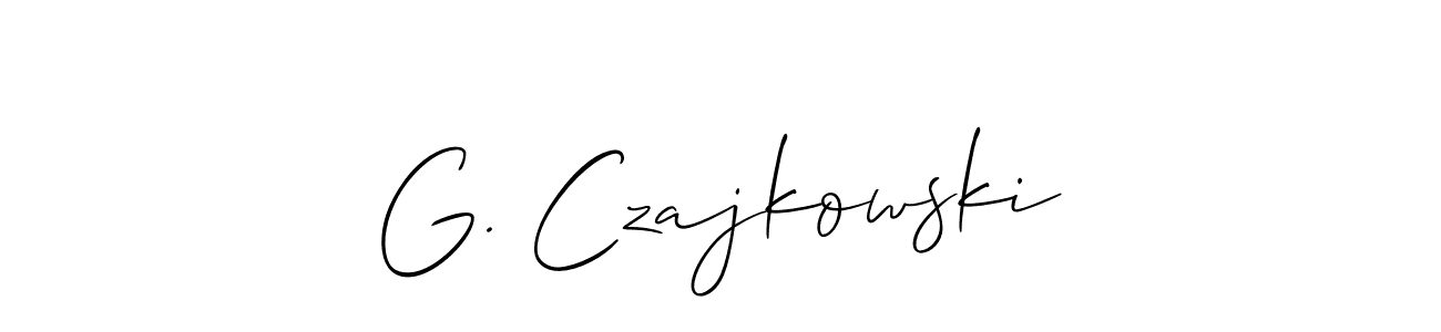 This is the best signature style for the G. Czajkowski name. Also you like these signature font (Allison_Script). Mix name signature. G. Czajkowski signature style 2 images and pictures png