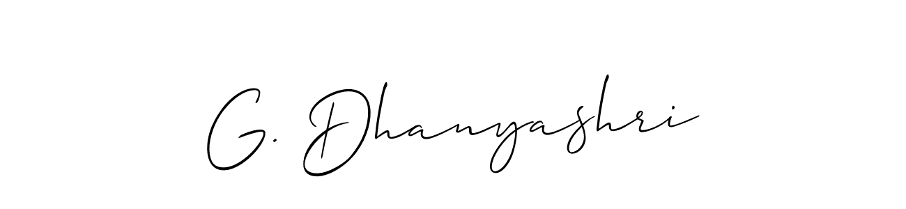 Create a beautiful signature design for name G. Dhanyashri. With this signature (Allison_Script) fonts, you can make a handwritten signature for free. G. Dhanyashri signature style 2 images and pictures png