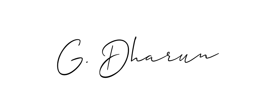 Similarly Allison_Script is the best handwritten signature design. Signature creator online .You can use it as an online autograph creator for name G. Dharun. G. Dharun signature style 2 images and pictures png