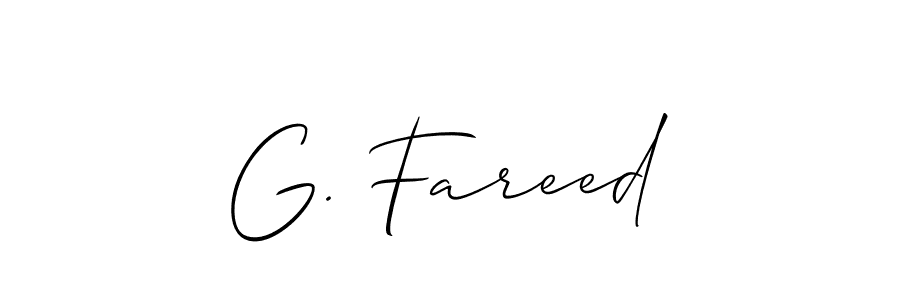 You should practise on your own different ways (Allison_Script) to write your name (G. Fareed) in signature. don't let someone else do it for you. G. Fareed signature style 2 images and pictures png