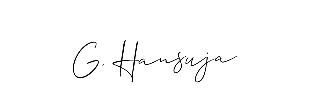 Also You can easily find your signature by using the search form. We will create G. Hansuja name handwritten signature images for you free of cost using Allison_Script sign style. G. Hansuja signature style 2 images and pictures png