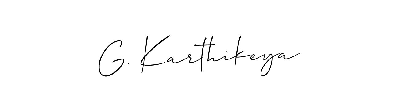 How to make G. Karthikeya name signature. Use Allison_Script style for creating short signs online. This is the latest handwritten sign. G. Karthikeya signature style 2 images and pictures png