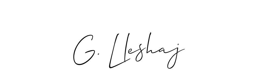 How to make G. Lleshaj name signature. Use Allison_Script style for creating short signs online. This is the latest handwritten sign. G. Lleshaj signature style 2 images and pictures png