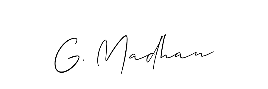 Also we have G. Madhan name is the best signature style. Create professional handwritten signature collection using Allison_Script autograph style. G. Madhan signature style 2 images and pictures png
