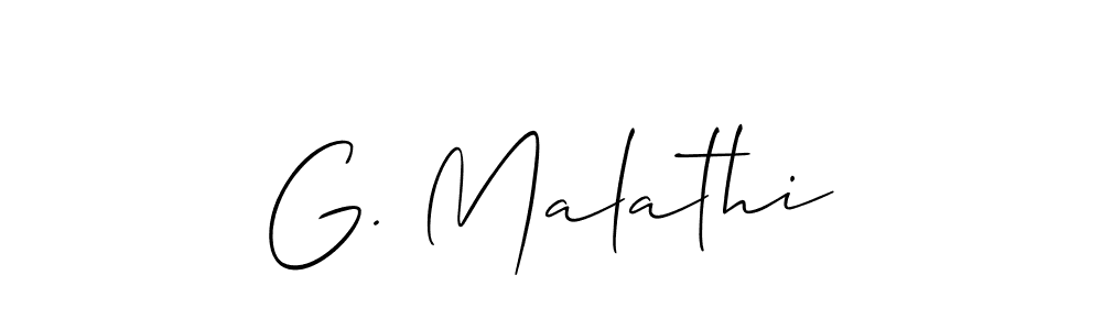 The best way (Allison_Script) to make a short signature is to pick only two or three words in your name. The name G. Malathi include a total of six letters. For converting this name. G. Malathi signature style 2 images and pictures png