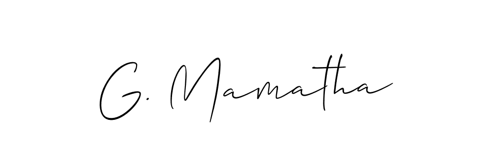Make a short G. Mamatha signature style. Manage your documents anywhere anytime using Allison_Script. Create and add eSignatures, submit forms, share and send files easily. G. Mamatha signature style 2 images and pictures png