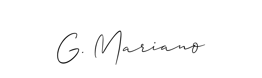 Make a short G. Mariano signature style. Manage your documents anywhere anytime using Allison_Script. Create and add eSignatures, submit forms, share and send files easily. G. Mariano signature style 2 images and pictures png