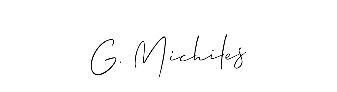 Use a signature maker to create a handwritten signature online. With this signature software, you can design (Allison_Script) your own signature for name G. Michiles. G. Michiles signature style 2 images and pictures png