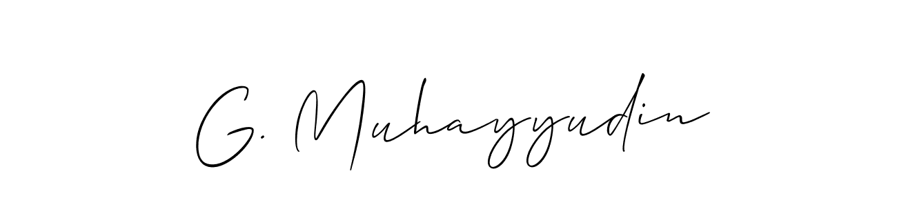 Create a beautiful signature design for name G. Muhayyudin. With this signature (Allison_Script) fonts, you can make a handwritten signature for free. G. Muhayyudin signature style 2 images and pictures png