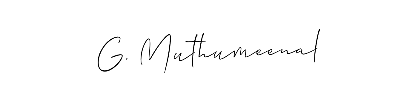 if you are searching for the best signature style for your name G. Muthumeenal. so please give up your signature search. here we have designed multiple signature styles  using Allison_Script. G. Muthumeenal signature style 2 images and pictures png