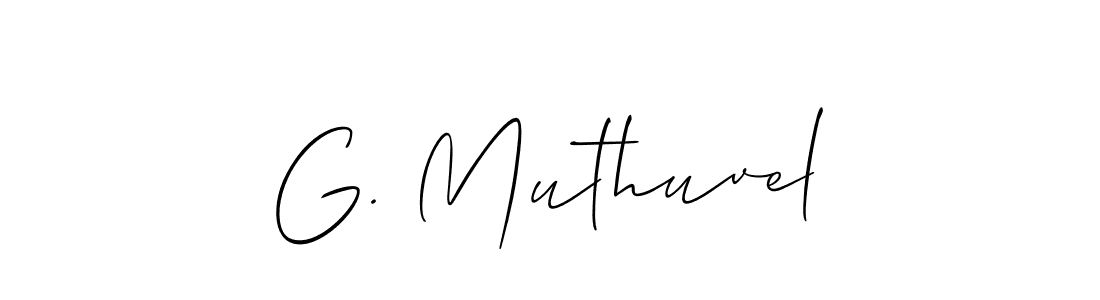 Use a signature maker to create a handwritten signature online. With this signature software, you can design (Allison_Script) your own signature for name G. Muthuvel. G. Muthuvel signature style 2 images and pictures png