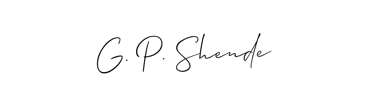 Use a signature maker to create a handwritten signature online. With this signature software, you can design (Allison_Script) your own signature for name G. P. Shende. G. P. Shende signature style 2 images and pictures png