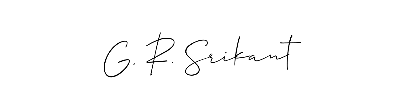 Allison_Script is a professional signature style that is perfect for those who want to add a touch of class to their signature. It is also a great choice for those who want to make their signature more unique. Get G. R. Srikant name to fancy signature for free. G. R. Srikant signature style 2 images and pictures png