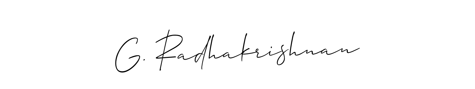 Make a short G. Radhakrishnan signature style. Manage your documents anywhere anytime using Allison_Script. Create and add eSignatures, submit forms, share and send files easily. G. Radhakrishnan signature style 2 images and pictures png