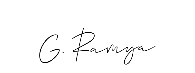 Use a signature maker to create a handwritten signature online. With this signature software, you can design (Allison_Script) your own signature for name G. Ramya. G. Ramya signature style 2 images and pictures png