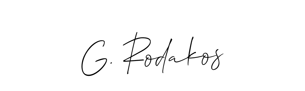 You should practise on your own different ways (Allison_Script) to write your name (G. Rodakos) in signature. don't let someone else do it for you. G. Rodakos signature style 2 images and pictures png