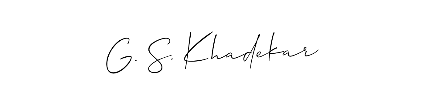 Similarly Allison_Script is the best handwritten signature design. Signature creator online .You can use it as an online autograph creator for name G. S. Khadekar. G. S. Khadekar signature style 2 images and pictures png