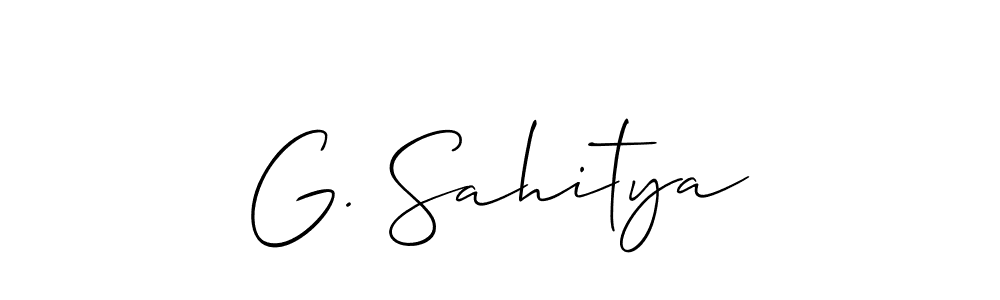 Use a signature maker to create a handwritten signature online. With this signature software, you can design (Allison_Script) your own signature for name G. Sahitya. G. Sahitya signature style 2 images and pictures png