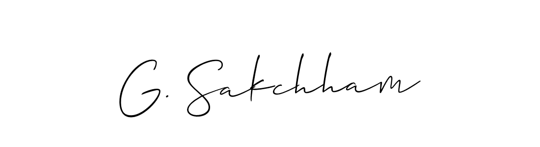 Allison_Script is a professional signature style that is perfect for those who want to add a touch of class to their signature. It is also a great choice for those who want to make their signature more unique. Get G. Sakchham name to fancy signature for free. G. Sakchham signature style 2 images and pictures png