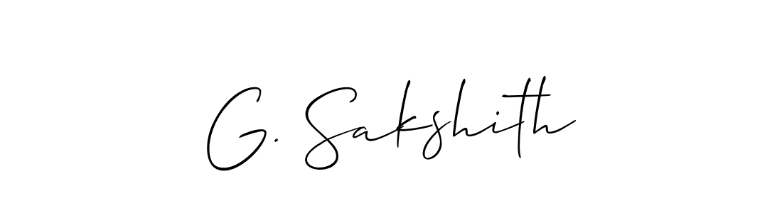 Use a signature maker to create a handwritten signature online. With this signature software, you can design (Allison_Script) your own signature for name G. Sakshith. G. Sakshith signature style 2 images and pictures png