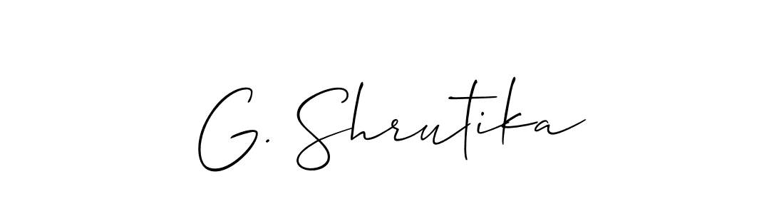 Also we have G. Shrutika name is the best signature style. Create professional handwritten signature collection using Allison_Script autograph style. G. Shrutika signature style 2 images and pictures png