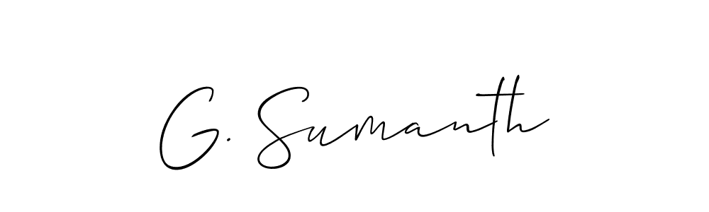 Also You can easily find your signature by using the search form. We will create G. Sumanth name handwritten signature images for you free of cost using Allison_Script sign style. G. Sumanth signature style 2 images and pictures png