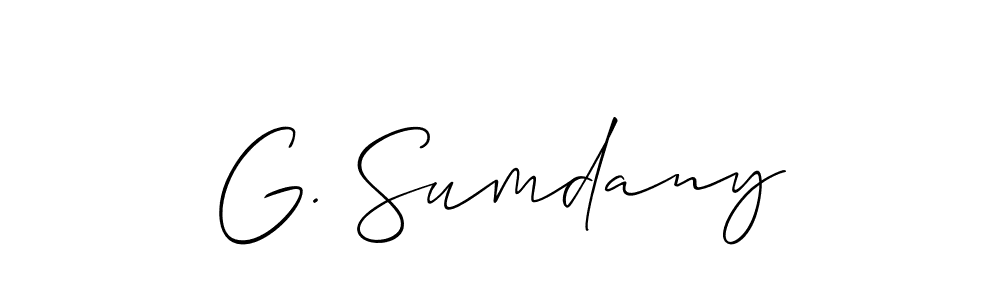 Check out images of Autograph of G. Sumdany name. Actor G. Sumdany Signature Style. Allison_Script is a professional sign style online. G. Sumdany signature style 2 images and pictures png