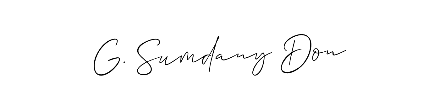 Use a signature maker to create a handwritten signature online. With this signature software, you can design (Allison_Script) your own signature for name G. Sumdany Don. G. Sumdany Don signature style 2 images and pictures png