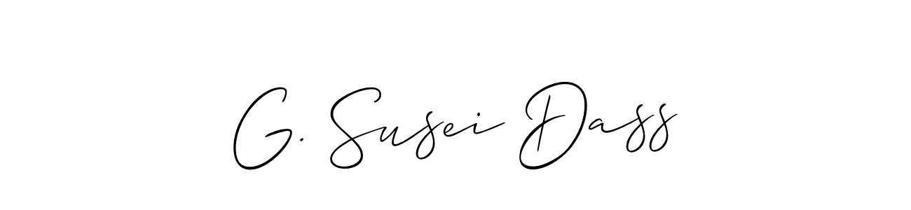 Use a signature maker to create a handwritten signature online. With this signature software, you can design (Allison_Script) your own signature for name G. Susei Dass. G. Susei Dass signature style 2 images and pictures png