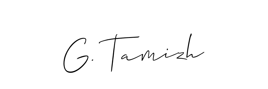 Make a beautiful signature design for name G. Tamizh. With this signature (Allison_Script) style, you can create a handwritten signature for free. G. Tamizh signature style 2 images and pictures png