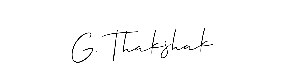 The best way (Allison_Script) to make a short signature is to pick only two or three words in your name. The name G. Thakshak include a total of six letters. For converting this name. G. Thakshak signature style 2 images and pictures png