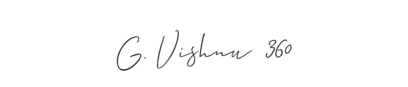 Make a short G. Vishnu  360 signature style. Manage your documents anywhere anytime using Allison_Script. Create and add eSignatures, submit forms, share and send files easily. G. Vishnu  360 signature style 2 images and pictures png