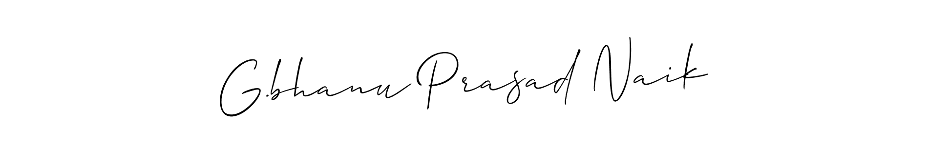 You should practise on your own different ways (Allison_Script) to write your name (G.bhanu Prasad Naik) in signature. don't let someone else do it for you. G.bhanu Prasad Naik signature style 2 images and pictures png