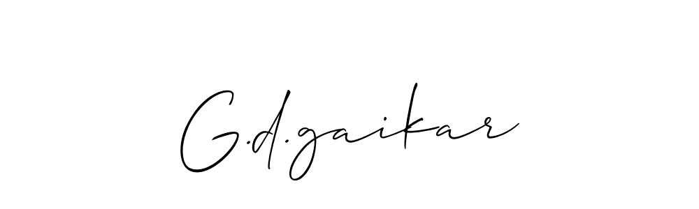 Make a short G.d.gaikar signature style. Manage your documents anywhere anytime using Allison_Script. Create and add eSignatures, submit forms, share and send files easily. G.d.gaikar signature style 2 images and pictures png