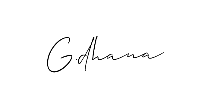 Use a signature maker to create a handwritten signature online. With this signature software, you can design (Allison_Script) your own signature for name G.dhana. G.dhana signature style 2 images and pictures png