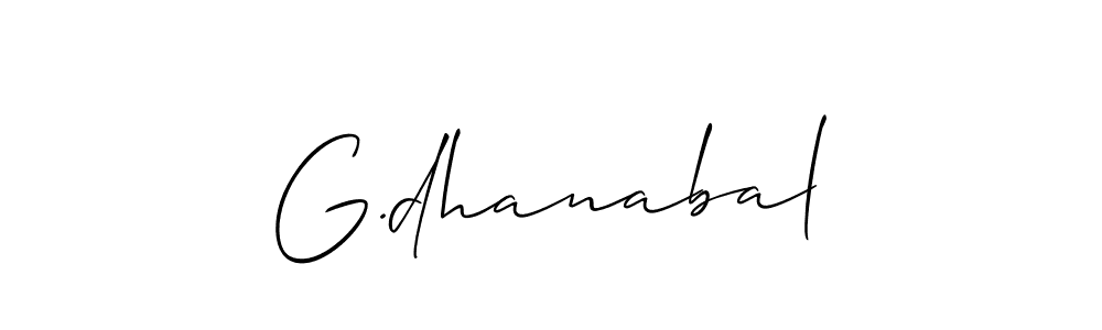 Make a beautiful signature design for name G.dhanabal. With this signature (Allison_Script) style, you can create a handwritten signature for free. G.dhanabal signature style 2 images and pictures png