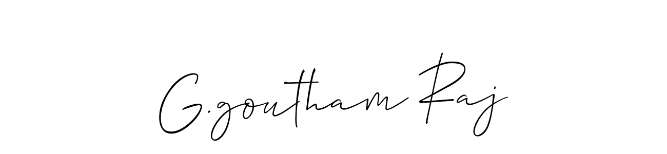 The best way (Allison_Script) to make a short signature is to pick only two or three words in your name. The name G.goutham Raj include a total of six letters. For converting this name. G.goutham Raj signature style 2 images and pictures png