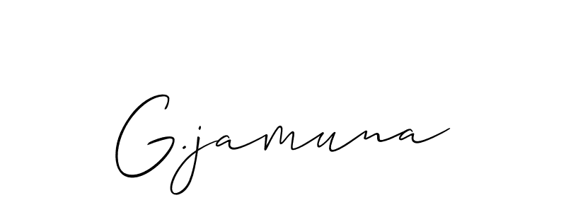 Use a signature maker to create a handwritten signature online. With this signature software, you can design (Allison_Script) your own signature for name G.jamuna. G.jamuna signature style 2 images and pictures png
