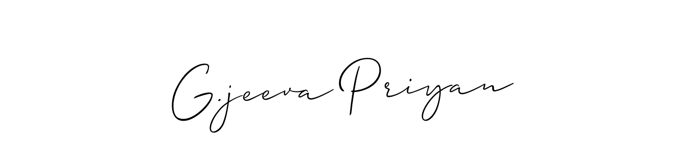 Use a signature maker to create a handwritten signature online. With this signature software, you can design (Allison_Script) your own signature for name G.jeeva Priyan. G.jeeva Priyan signature style 2 images and pictures png