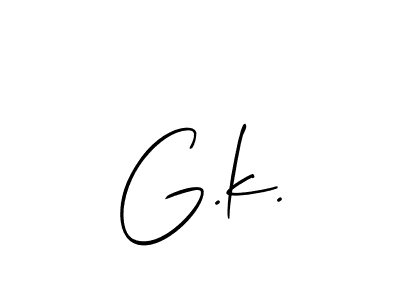 How to make G.k. signature? Allison_Script is a professional autograph style. Create handwritten signature for G.k. name. G.k. signature style 2 images and pictures png