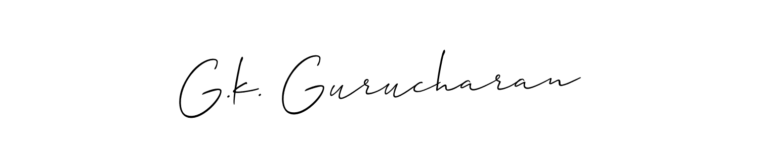 Design your own signature with our free online signature maker. With this signature software, you can create a handwritten (Allison_Script) signature for name G.k. Gurucharan. G.k. Gurucharan signature style 2 images and pictures png